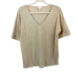 J. Jill Love Linen Beige Short Sleeve V-Neck Tee Lagenlook - Women's Size Small